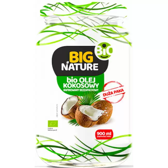 BIG Nature Bio Olej Kokosowy Rafinowany Bezzapachowy 900ml Ekologiczny