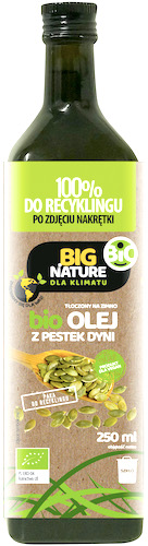 BIG Nature BIO Olej z Pestek Dyni vege 250ml szkło Tłoczony na zimno EU