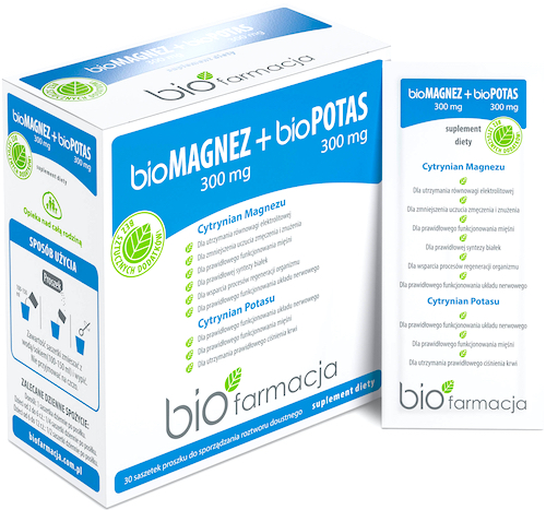 BioFarmacja bioMAGNEZ 300mg + bioPOTAS 300mg 30saszetek vege - suplement diety