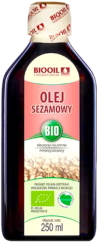 BIOOIL Olej sezamowy BIO tłoczony na zimno nieoczyszczony 250ml