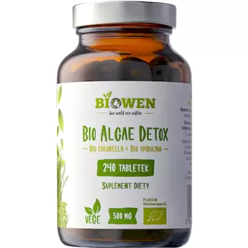 Biowen BIO Algae Detox 500mg 240tab vege Algi Chlorella Spirulina Ekologiczne - suplement diety