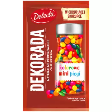 Delecta Dekorada Kolorowe mini piegi w chrupiącej skorupce 35g Dekoracja Ciasta Desery Lody