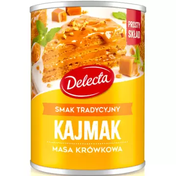 Delecta Kajmak Masa krówkowa smak tradycyjny 400g Ciasta Desery Gęsta Mazurek Wafle Prosty skład
