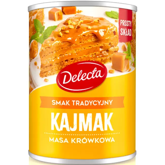 Delecta Kajmak Masa krówkowa smak tradycyjny 400g Ciasta Desery Gęsta Mazurek Wafle Prosty skład