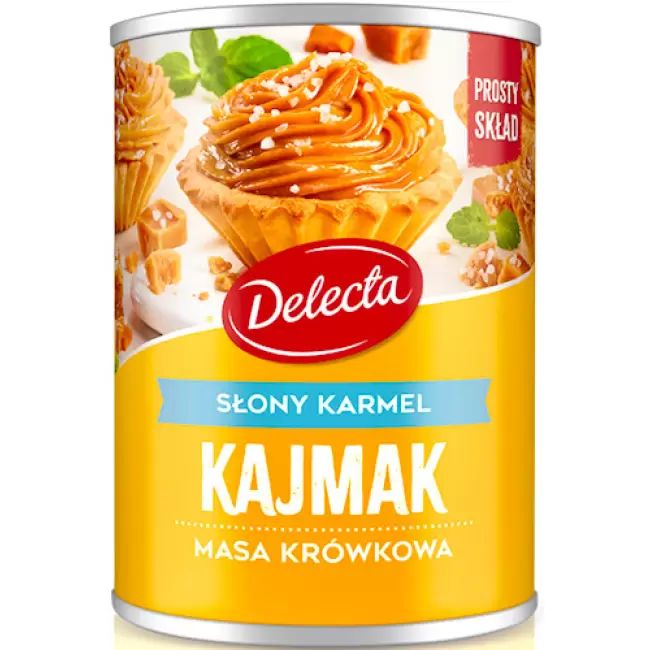 Delecta Kajmak Masa krówkowa smak słony karmel 400g Ciasta Desery Gęsta Mazurek Wafle Prosty skład