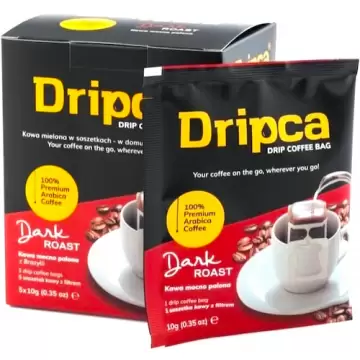 Dripca Kawa mielona w saszetkach z filtrem mocno palona 5x10g 100% Arabica Brazylia