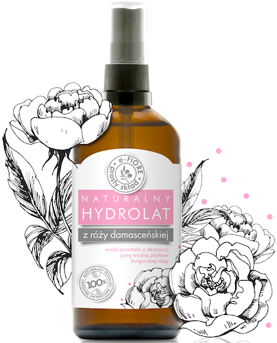 e-Fiore Hydrolat woda z kwiatów Róży Damasceńskiej 100ml naturalny tonik