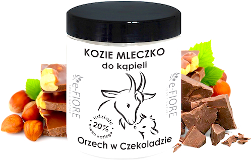 e-Fiore Kozie mleko do kąpieli Orzech w Czekoladzie 400g olejek czekoladowy, kolagen, pantenol, olejek jojoba 
