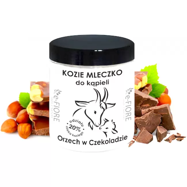 e-Fiore Kozie mleko do kąpieli Orzech w Czekoladzie 400g olejek czekoladowy, kolagen, pantenol, olejek jojoba 