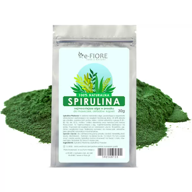 e-Fiore Maska naturalna Spirulina 100% 30g jędrna skóra