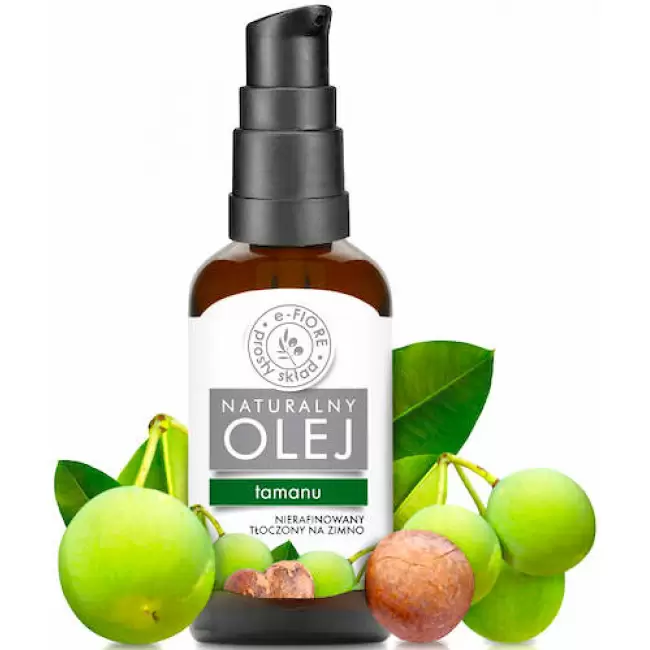 e-Fiore Olej TAMANU nierafinowany 50ml zielone złoto na zniszczoną skórę i wypryski
