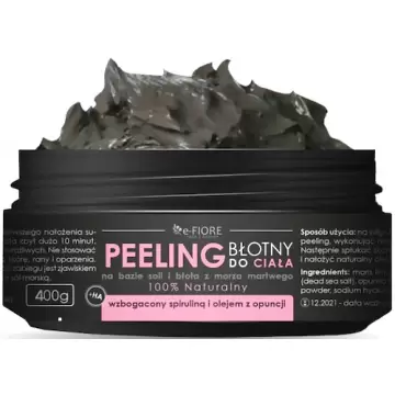 e-Fiore Peeling błotny do ciała z Morza Martwego 400g spirulina, olejek z opuncji, kwas HA