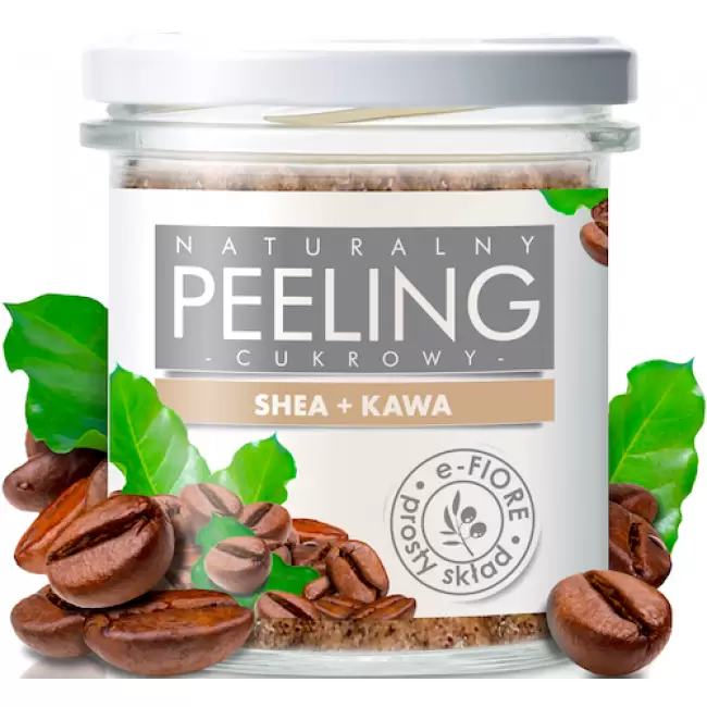 e-Fiore Peeling cukrowy kawowy z masłem Shea i Olejkami 300g gęsty o zapachu kawy