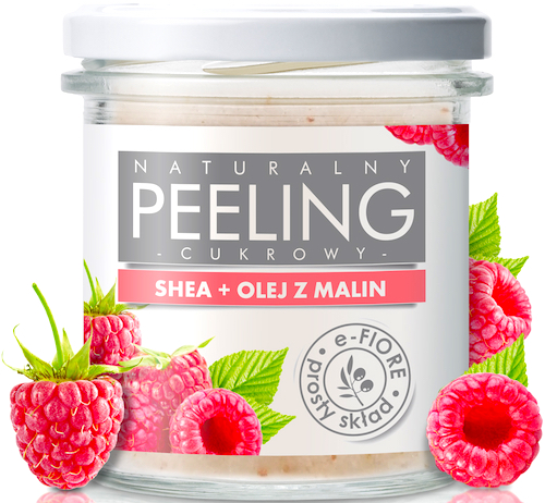 e-Fiore Peeling cukrowy Malinowy z masłem Shea + olej z Malin 300g gęsty o obłędnym zapachu