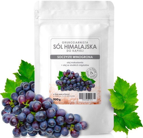 e-Fiore Sól himalajska do kąpieli z olejkami soczyste greckie winogrona 900g Regenerująca