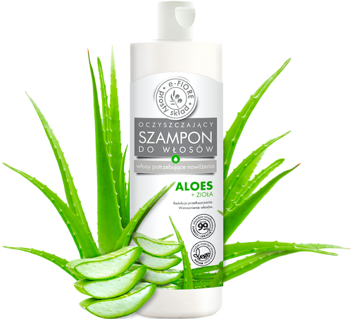e-Fiore Szampon do włosów Aloes + Zioła bez SLS 280ml vege Nawilżający, Redukcja Przetłuszczenia