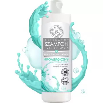 e-Fiore Żel/Szampon Hipoalergiczny z aloesem i masłem bezzapachowy Shea 250ml vege wrażliwa skóra