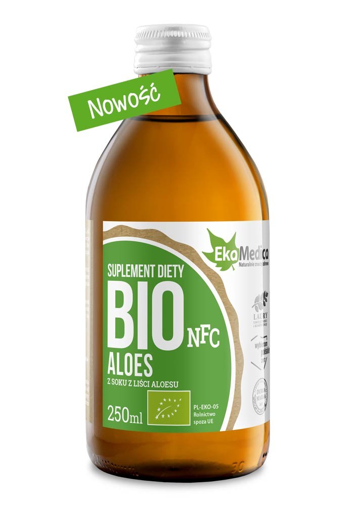 EkaMedica Aloes Ekologiczny Sok 99,8% BIO NFC tłoczony 250ml - suplement diety