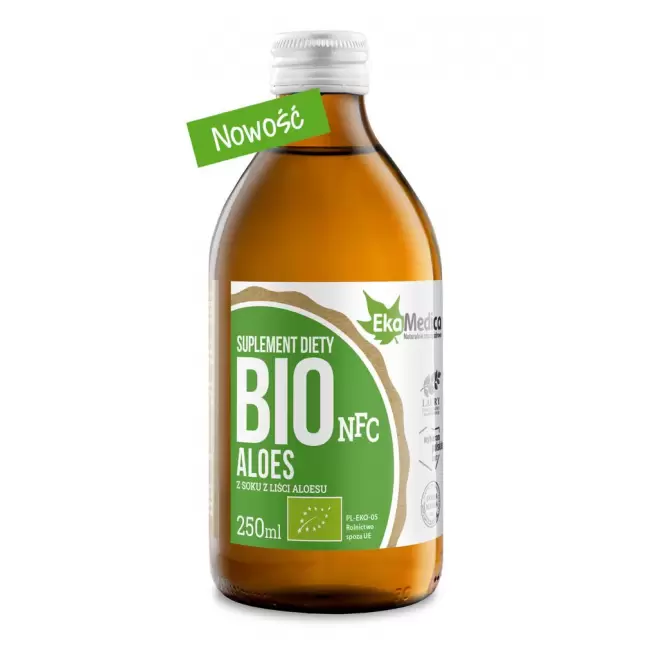 EkaMedica Aloes Ekologiczny Sok 99,8% BIO NFC tłoczony 250ml - suplement diety