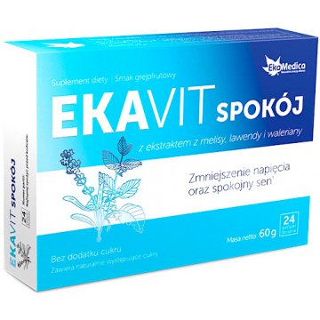EkaMedica EkaVit Spokój 24 pastylki do ssania - suplement diety Melisa, Lawenda, Waleriana