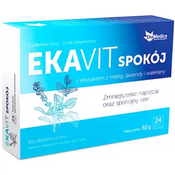 EkaMedica EkaVit Spokój 24 pastylki do ssania - suplement diety Melisa, Lawenda, Waleriana