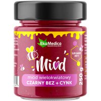 EkaMedica Miód 100% polski wielokwiatowy z czarnym bzem i cynkiem 250g - suplement diety