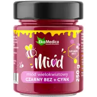 EkaMedica Miód 100% polski wielokwiatowy z czarnym bzem i cynkiem 250g - suplement diety