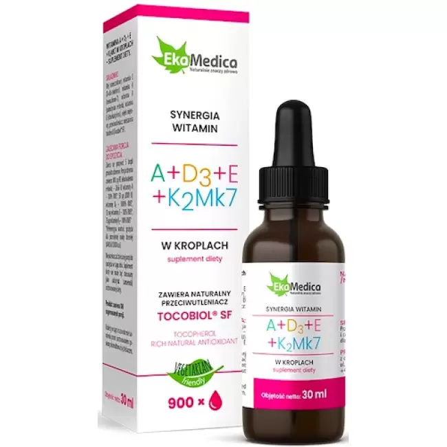 EkaMedica Witamina A + D3 + E + K2Mk7 30ml spray ADEK Odporność Wzrok Kości