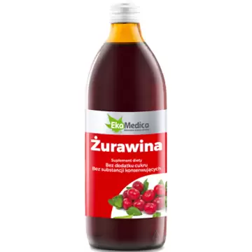 EkaMedica Żurawina Sok z Żurawiny Wielkoowocowej 100% 1000ml - suplement diety