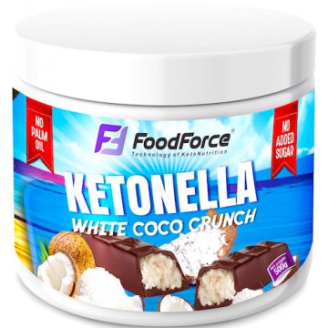 FoodForce Ketonella Choco Crunch White 500g krem kokosowy z wiórkami dieta Keto