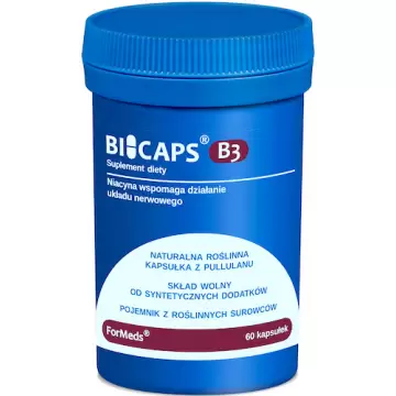 ForMeds BICAPS B3 Witamina B-3 Niacyna 500mg 60kaps Kwas Nikotynowy - suplement diety Układ Nerwowy Energia Skóra