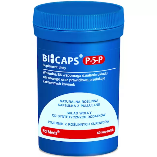 ForMeds BICAPS P-5-P B6 Witamina B-6 koenzymatyczna 25mg 60kaps - suplement diety Anemia Nerwy Energia
