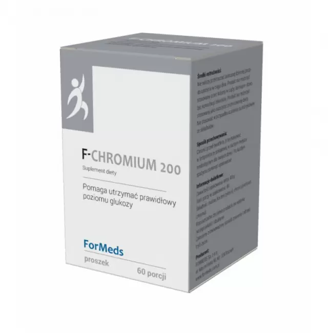 ForMeds Powder F-CHROMIUM 200 Chrom Pikolinian 60prc proszek - suplement diety Metabolizm Glukoza
