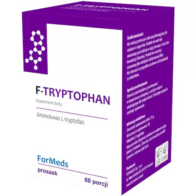 ForMeds Powder F-Tryptophan 60prc proszek L-Tryptofan Aminokwas - suplement diety Serotonina Nastrój Spokój Sen