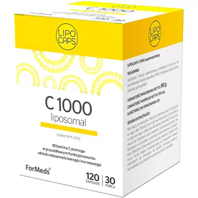 ForMeds LIPOCAPS Liposomal Witamina C1000 120kaps liposomalna  - suplement diety Odporność Energia Skóra