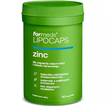 ForMeds Lipocaps Zinc Cynk Liposomalny Glukonian 15mg 30kaps vege - suplement diety Miedź Skóra Włosy Płodność