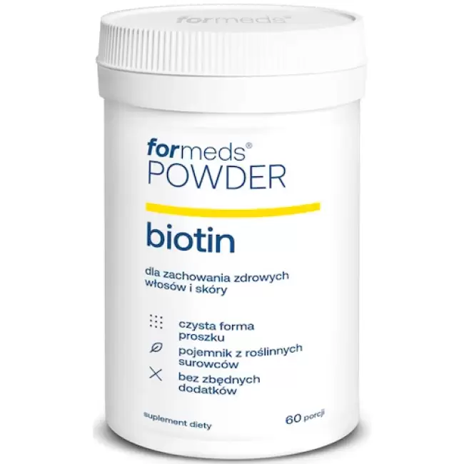 ForMeds Powder F-BIOTIN Biotyna 2500mcg 60prc proszek - suplement diety Witamina B7 H Włosy Skóra Paznokcie
