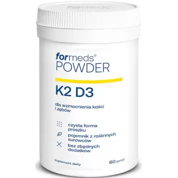 ForMeds Powder F-VIT K2D3 K2 Mk-7 100mcg + D3 2000IU proszek 60prc - suplement diety Odporność Kości Zęby