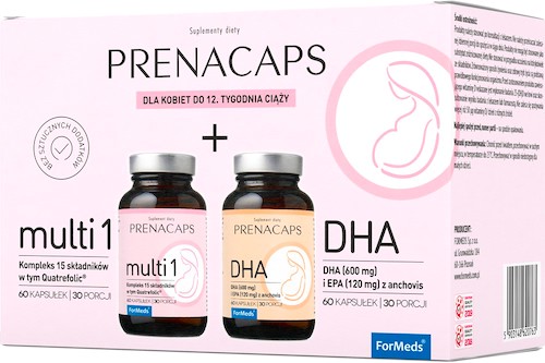 ForMeds Prenacaps Multi 1 + Omega-3 DHA EPA Kompleks Witaminy i Minerały 60kaps Ciąża, Dziecko - suplement diety