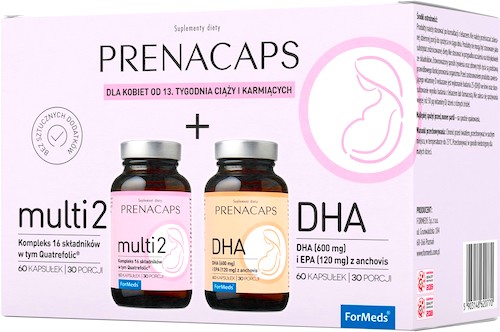 ForMeds Zestaw Prenacaps Multi 2 + Omega-3 DHA EPA Kompleks Witaminy i Minerały 60kaps Ciąża, Dziecko - suplement diety