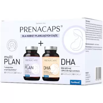 ForMeds Prenacaps multiplan 30kaps + DHA i EPA Omega-3 60kaps - suplement diety dla Kobiet planujących ciążę