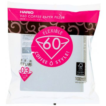 Hario filtry papierowe /Japońskie/ V60-03 VCF-03-100W 100szt