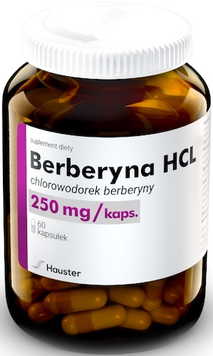 Hauster Berberyna HCL Ekstrakt z Berberysu 250mg 60kaps Cukrzyca - suplement diety