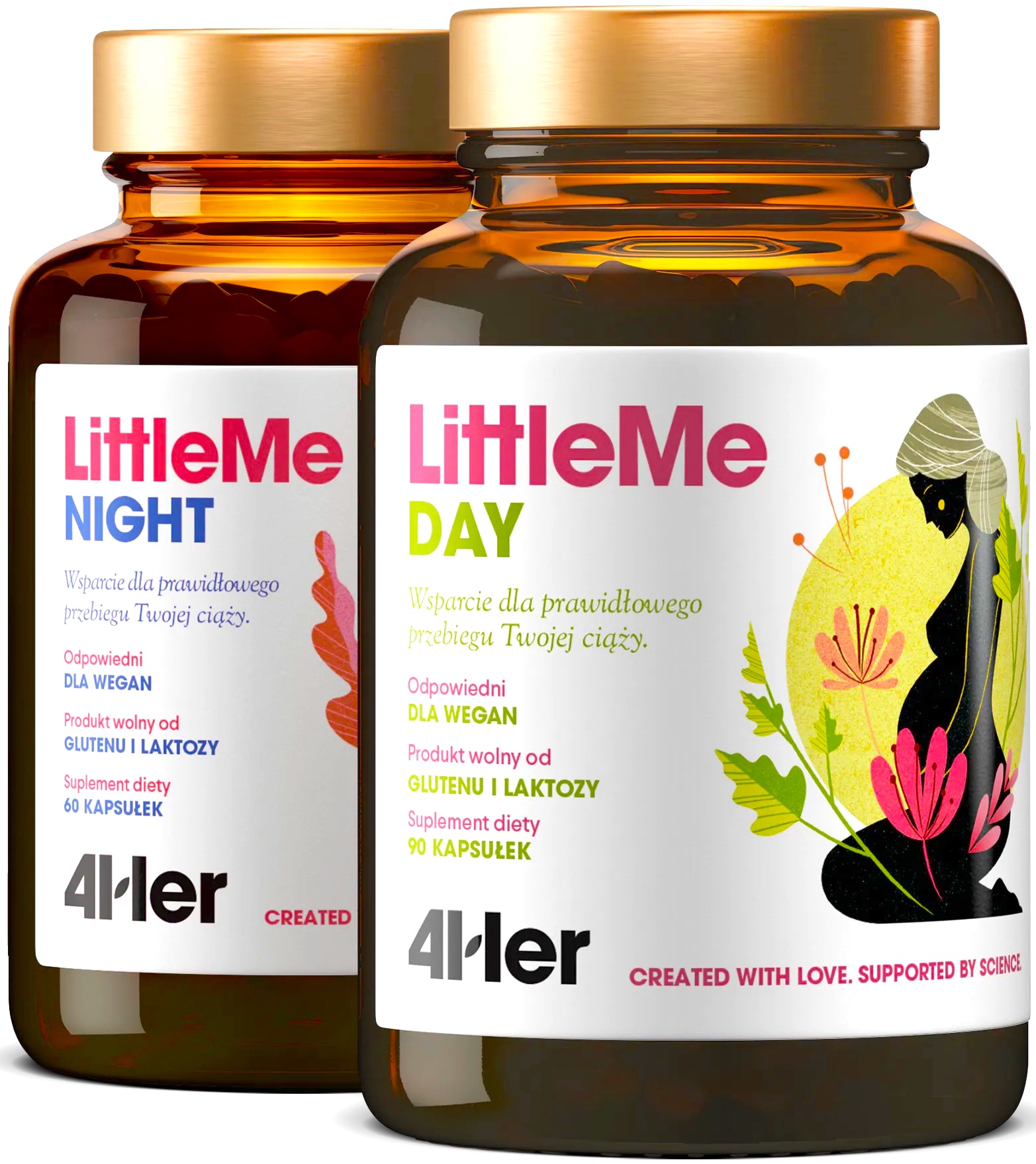 Health Labs 4Her LittleMe Dwuskładnikowy Dzień i Noc 150kaps vege - suplement diety Ciąża - Wsparcie