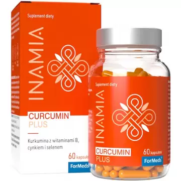 Inamia Curcumin Plus 60kaps vege - suplement diety Kurkumina Witaminy grupy B Piperyna Selen Cynk
