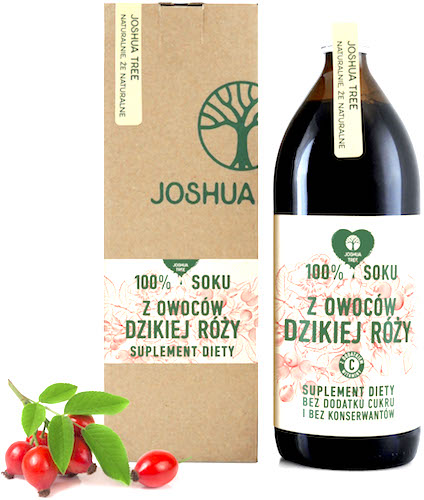 Joshua Tree Sok z owoców Dzikiej Róży 1000ml Dzika Róża z wit.C bez konserwantów i cukru - suplement diety