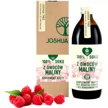 Joshua Tree Sok z owoców Maliny 1000ml 1l Malina z wit.C bez konserwantów i cukru - suplement diety WYPRZEDAŻ
