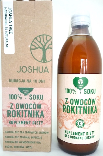 Joshua Tree 100% Soku z owoców Rokitnika 500ml bez konserwantów i cukru - suplement diety
