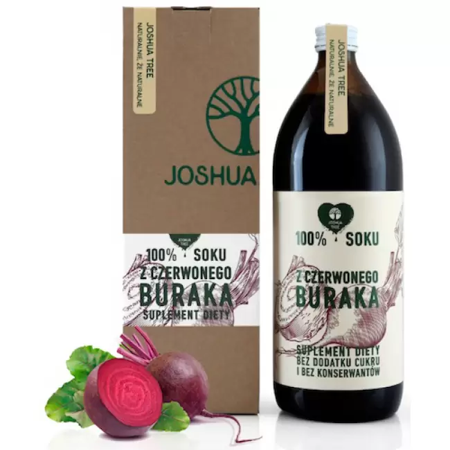 Joshua Tree 100% Soku z czerwonego Buraka 500ml Burak z wit.C bez konserwantów i cukru - suplement diety