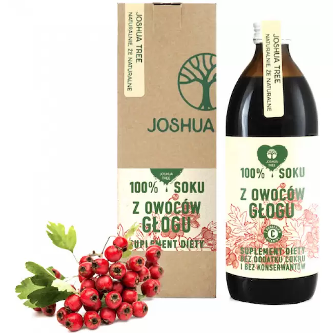 Joshua Tree Sok z Głogu 1000ml Głóg z wit.C bez konserwantów i cukru - suplement diety